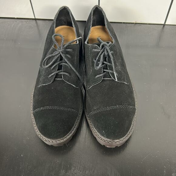 Lucky Brand Ibira Oxford Platform Boots -6M - Black Genuine Suede Leather - Picture 2 of 7